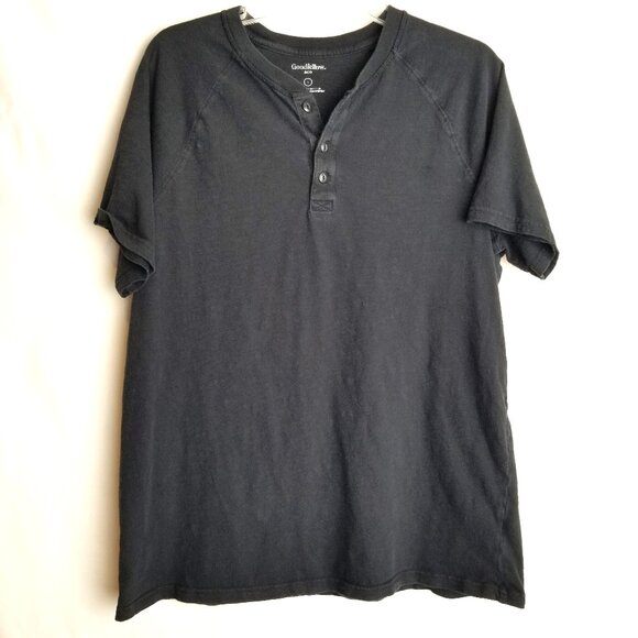Goodfellow & Co, Men's Black Henley T-Shirt, Size L, Short Sleeve - Picture 1 of 5